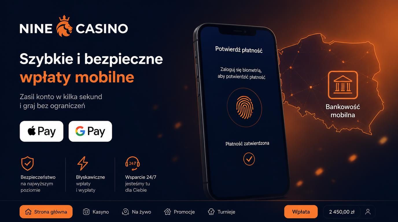 Mobilna wpłata telefonem z Apple Pay i Google Pay w Nine Casino.